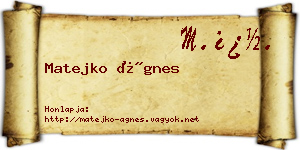 Matejko Ágnes névjegykártya